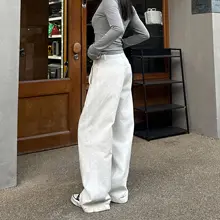 アメリカンヴィンテージ風カジュアルデニムパンツ【ワイドストレート・フィット・長丈】