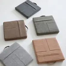 座布団 チェアクッション コットンリネン カバー洗濯可能 サンドウォッシュ加工 ヴィンテージ風 侘び寂び 持ち手付き ポケット付き 民泊 インテリア