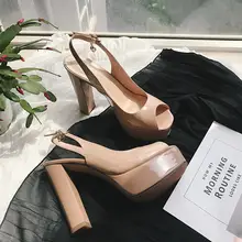 牛革製 厚底オープントゥサンダル【後ろ空き・上品デザイン・女性用】