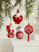 クリスマス装飾手描きプラスチック電 plating 吊り飾り【赤いサンタクロースと雪だるま・クリスマスツリー用】