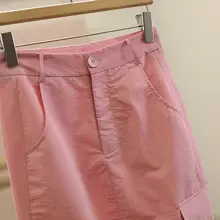 デザイン性のあるハイウエストフィット タイトスカート【春夏用・フリルディテール】（セットアップ対応）