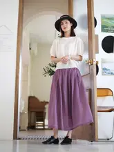 ZAN オリジナル レディース 夏用 リネン Aラインスカート【無地・ミディ丈・シンプルデザイン】