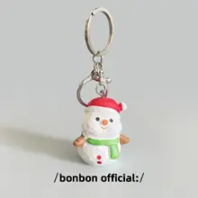 手作り木製スノーマンキーホルダー【クリスマスギフト用・バックパックやリュックに最適】