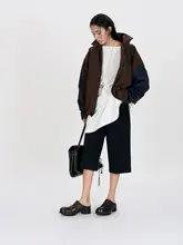 山系風立襟ジップアップレトロカラーコンビネーションジャケット【女性用・ルーズフィット・秋用】