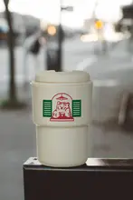 韓国風デザインの個性的なコーヒートラベルカップ【男女兼用・冷飲対応】