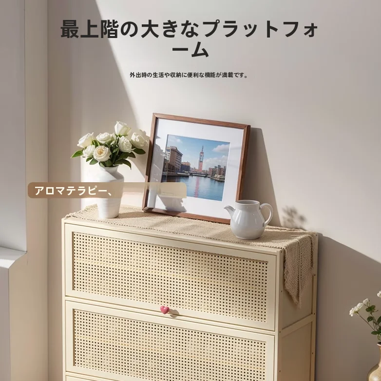 大容量シューズキャビネット【クリーム風・壁掛け・玄関収納】