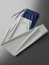 夏季用ファッションカラーコンビネーションのアイスシルク抗しわ速乾メンズジョガーパンツ