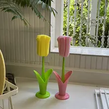 便利なチューリップ型カップクリーナー【取り外し可能なスポンジ・ロングハンドル】