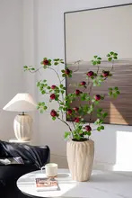 リアルな高枝サンチャ花のつぼみの花束 偽の花 室内テーブル装飾 籐製の花かご