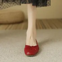 快適な履き心地のバレエシューズ【レディース・真皮・フラット・四角いトゥ・オールマッチ】