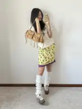 レトロなシルエット！ぶどう柄サイドスリットスカート【女性用・夏のリゾートスタイル・ストレートデザイン】