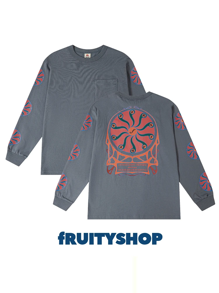長袖Tシャツ FRUITYSHOP カジュアルデザイン：春夏秋冬に適した通気性と肌への優しさ
