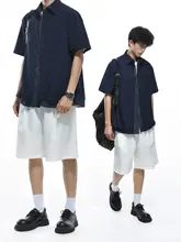 極上の柔らかさの抗皺透気性仿牛仔肌理のゆったりストレートカジュアルショートパンツ【男性用・夏向け】