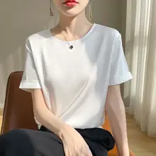 極上の柔らかさ！シルク使用の短袖Tシャツ【ラウンドネック・ゆったりデザイン・夏用】