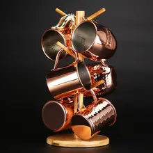 モスコーミュules 銅製カクテルカップ【手作り・木製水切りラック付き・家庭用】