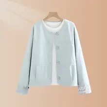 短丈ブルージャケット【レースパッチワーク・女性用】と高腰フレアデニムパンツ（セットアップ対応）