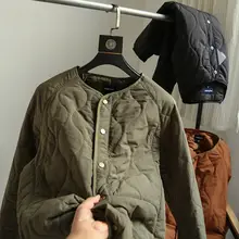 メンズ 立体キルティング コットンジャケット【無領・シンプル・保温性・冬用】