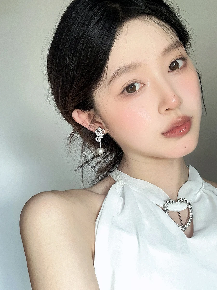 ジルコニア蝶×パールピアス