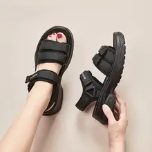 厚底スポーツサンダル【女性用・夏用・黒・疲れにくいデザイン】