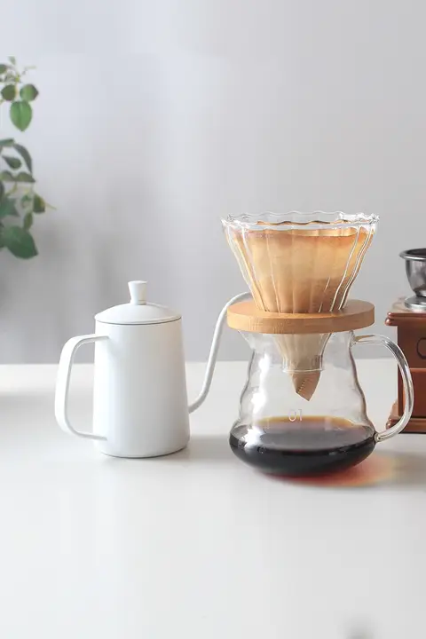 手作りコーヒー用高耐熱ガラスドリップポット【V60フィルター付き・メモリ付き】