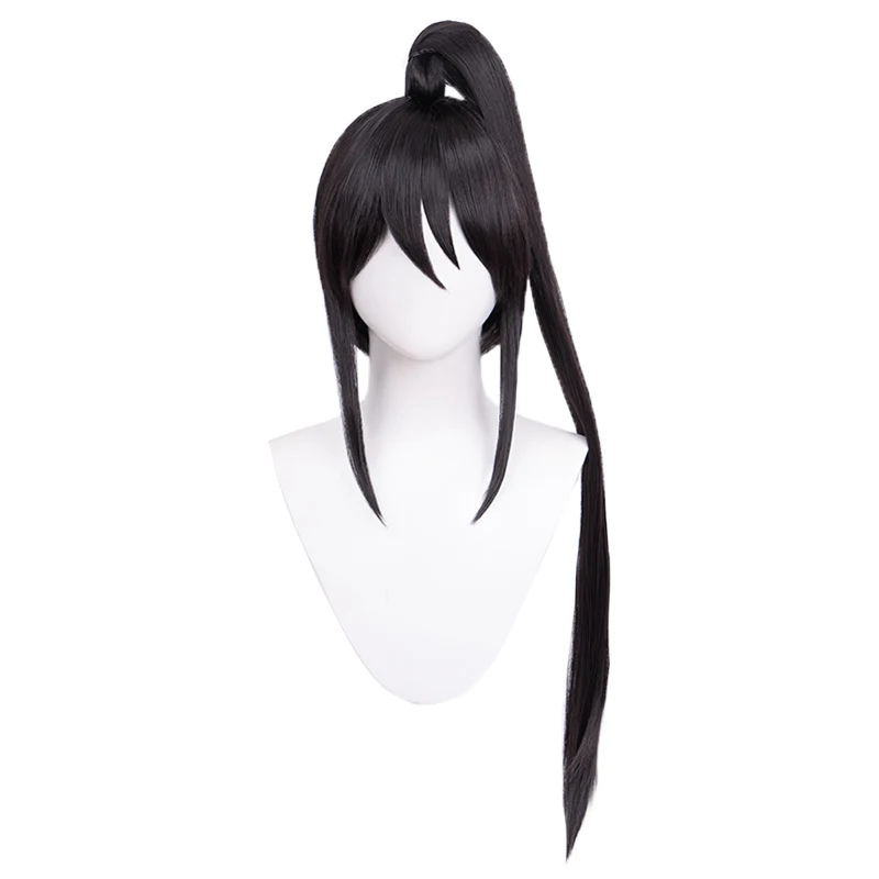 中務椿ウィッグ 黒のポニーテール：アニメキャラクターのコスプレに最適なヘアスタイル