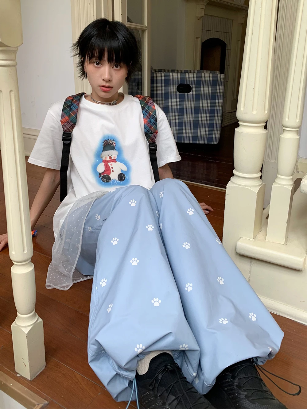 しましまパンツやドットワイドパンツに悩むなら、この網状爪印工事パンツが救う！