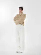 カラフルな裏起毛パンツ【低腰・ストレートタイプ・抽绳付き】