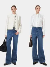 フレンチスタイルのレトロカジュアルパンツ【ワイドレッグ・フロントポケット・春用】（セットアップ対応）