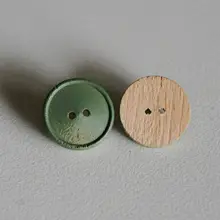 山毛榉木製グリーンボタン【15mm・凸面デザイン】