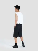 収縮可能なウエストデザインのワークパンツ【夏用・ルーズフィット・通勤対応】（セットアップ対応）