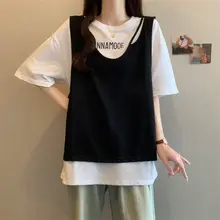 夏用カジュアルなTシャツとベスト【大きいサイズ・フィット・短袖】（セットアップ対応）