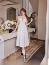 レース花柄水玉サスペンダースカート ドレス