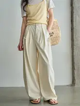 夏用 ハイウエストガウチョパンツ【杏色・フィット・ストレート】