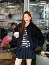 コントラストカラーのプリーツスカート【秋冬用・レディース・ミニ  スカート・カジュアルスタイル】（セットアップ対応）