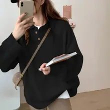 秋冬用ポロ襟ニットプルオーバー【ゆったりしたシルエット・長袖・落ち感デザイン】