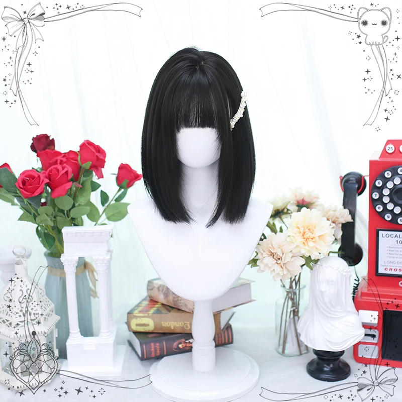 ロリータ肩までの長い髪「風鈴」ウィッグ：自然なスタイルを実現するナチュラルブラックヘアネットワーク