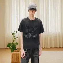ヴィンテージ風ウォッシュドプリントTシャツ【男女兼用・カジュアルスタイル・純綿】