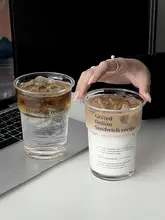 透明ガラスカップ 大容量 コールドドリンク カップ ジュースカップ ミルクカップ 個性的なアルファベットデザイン