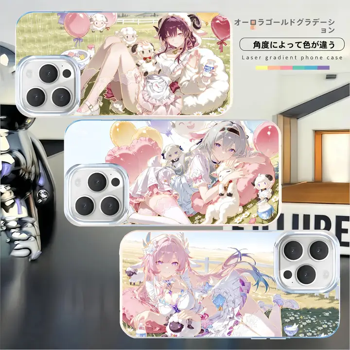 二次元キャラクター付きスマホケース【流萤・昔涟・カフカ・知更鳥・iPhone対応・アニメ風デザイン】