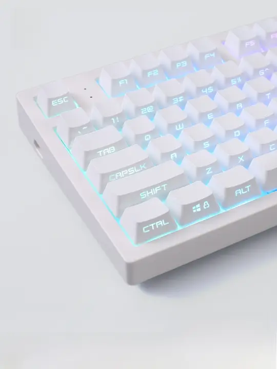 腹灵 MK870 メカニカルキーボード【ホワイト・有線・Bluetooth・タマイズ可能・静音軸】