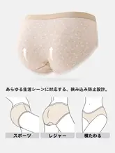 磨毛 保暖の純綿 女性用パンツ【秋冬用・ドット柄・ミドルウエスト・抗菌】