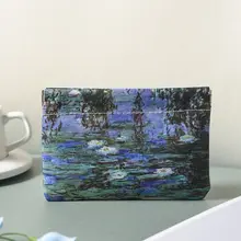 モネ風油絵化粧ポーチ【マチ付き・ポケット付き・ミニサイズ】（セットアップ対応）