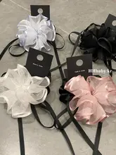 オーガンザ製 バラの花髪飾り【リボン付き・ヘアバンド・華やか】