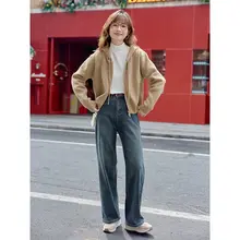 レディース 高腰デニムパンツ【ストレート・スリムフィット・加絨・ルーズ】