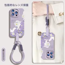 iPhone 16 Pro Max対応 シリコン製全包みスマホケース【花柄・ストラップ付き・クリエイティブデザイン】