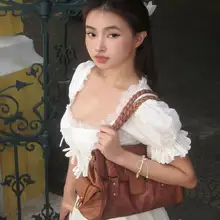 華やかなプリンセススタイルのドレス【バブルスリーブ・UVカット・レーストリム・ウエストタイト】