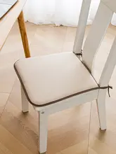 滑り止め付き麻・綿製ダイニングチェアクッション【シンプルデザイン・バンジー付き・蹄形】