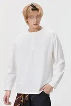 半ボタン ヘンリーネック 長袖Tシャツ【メンズ・春秋用・ゆったりサイズ・無地】