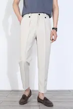 春夏用 形状保持アイスシルクパンツ【メンズ・無地・ワイドテーパード・9分丈】