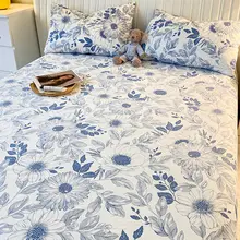 花柄デザイン コットン寝具セット【ダブルサイズ・枕カバー付き・100%コットン・夏用】
